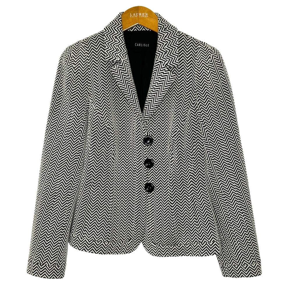 Carlisle blk/wht chevron wool blazer